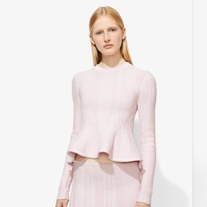 PROENZA SCHOULER Pink Peplum Ottoman Knit Top New with Tags Size Small